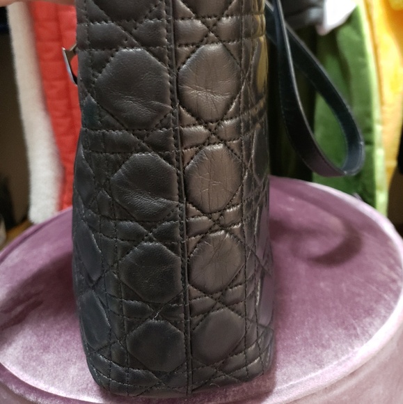 Auth Lady Dior  Canage lamb leather Medium tote - Picture 6 of 8